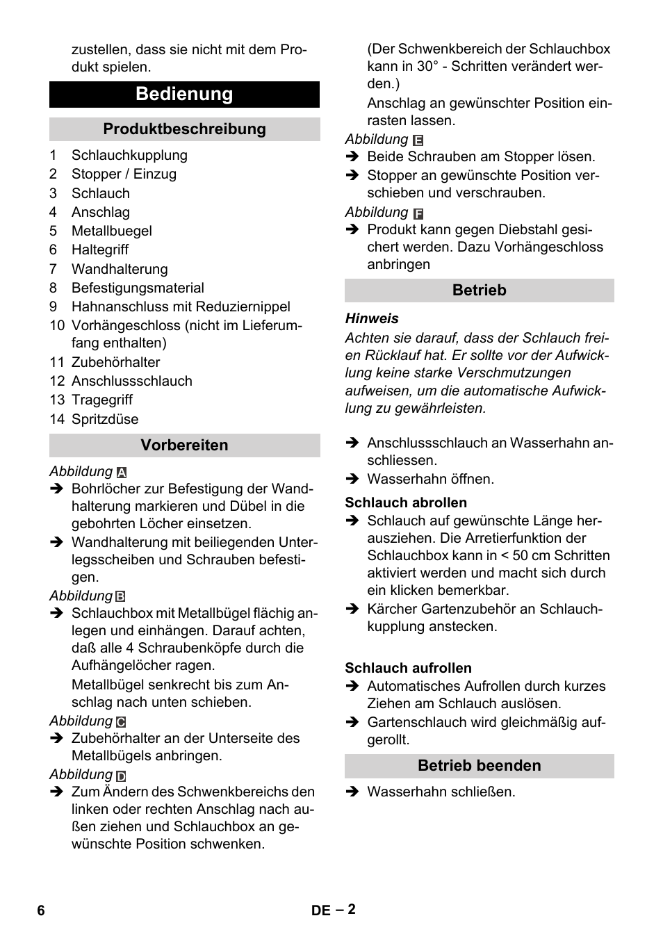 Bedienung | Karcher Autoreel User Manual | Page 6 / 90