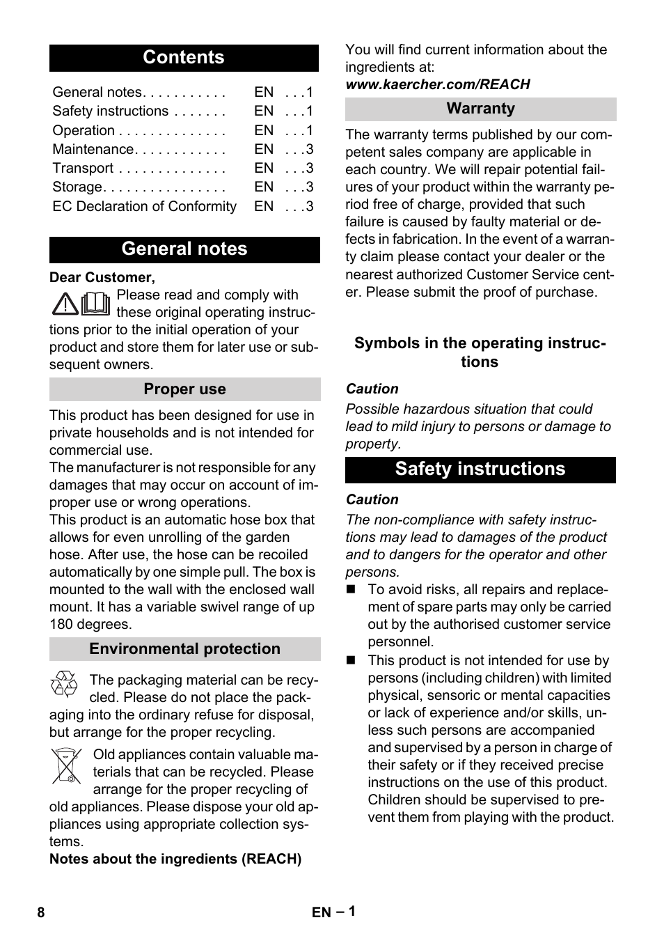 Karcher Autoreel User Manual | Page 8 / 90