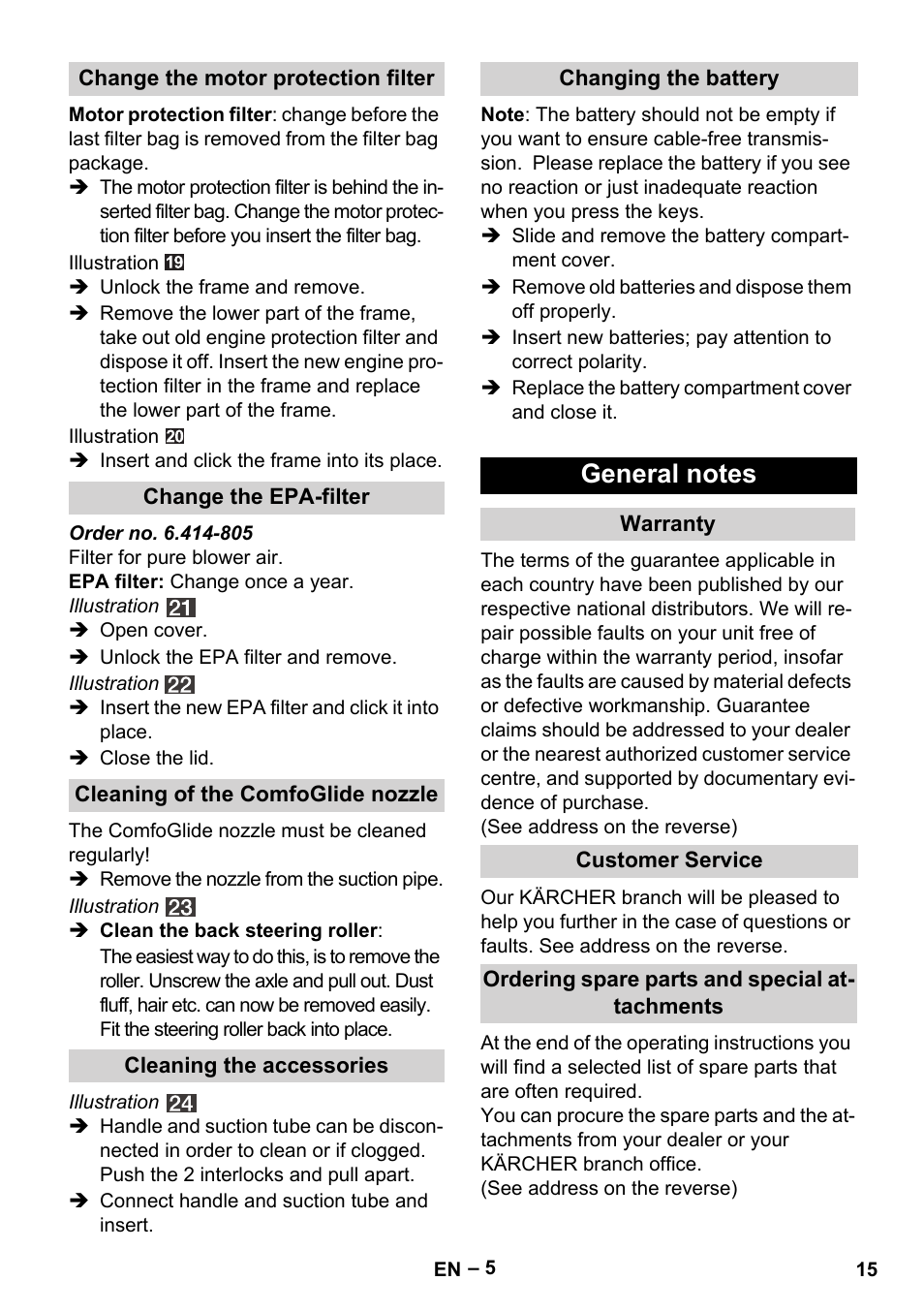 Karcher VC 6300 User Manual | Page 15 / 180