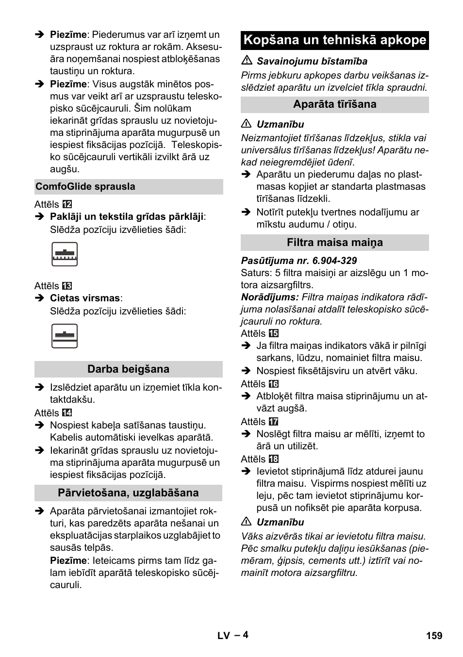 Kopšana un tehniskā apkope | Karcher VC 6300 User Manual | Page 159 / 180