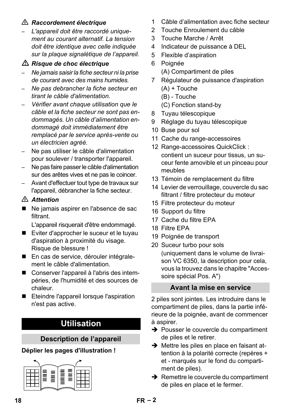 Utilisation | Karcher VC 6300 User Manual | Page 18 / 180