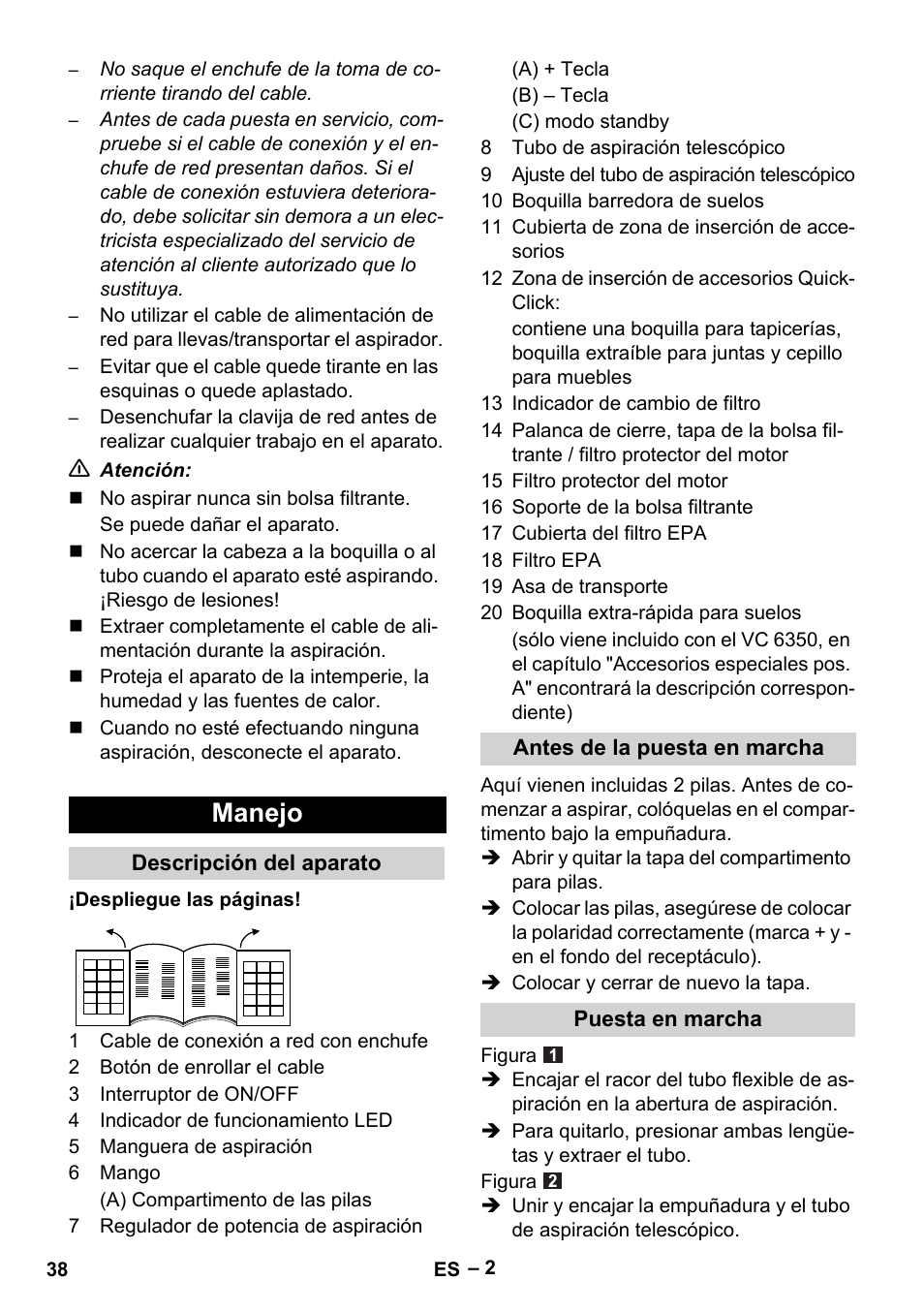 Manejo | Karcher VC 6300 User Manual | Page 38 / 180