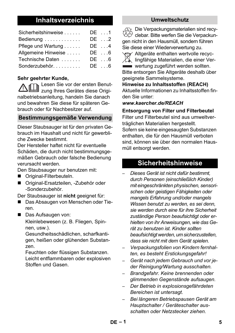 Karcher VC 6300 User Manual | Page 5 / 180
