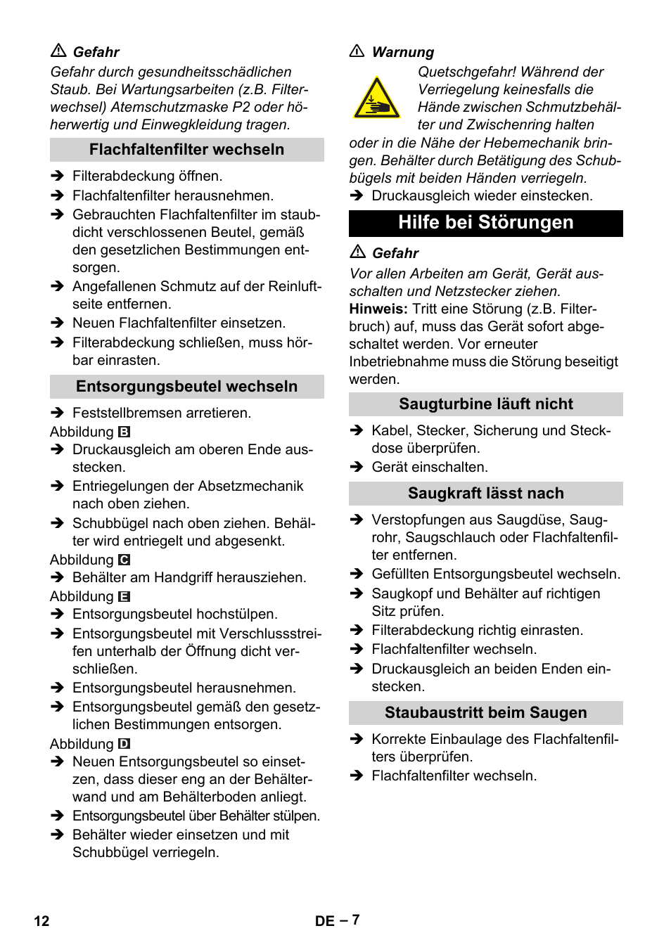 Hilfe bei störungen | Karcher IVC 60-24-2 Tact M User Manual | Page 12 / 260