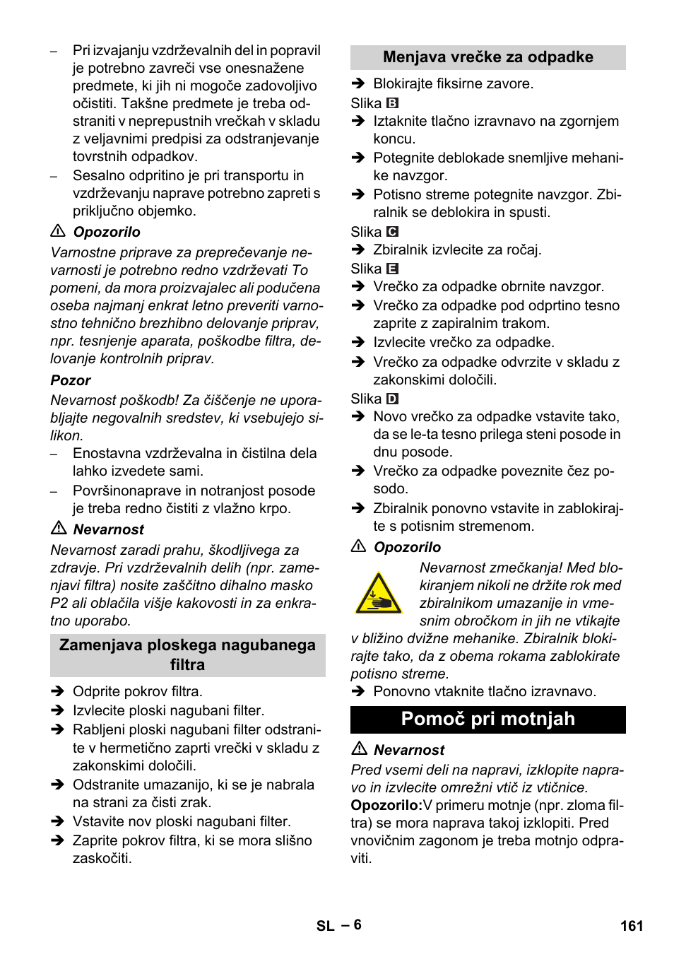 Pomoč pri motnjah | Karcher IVC 60-24-2 Tact M User Manual | Page 161 / 260