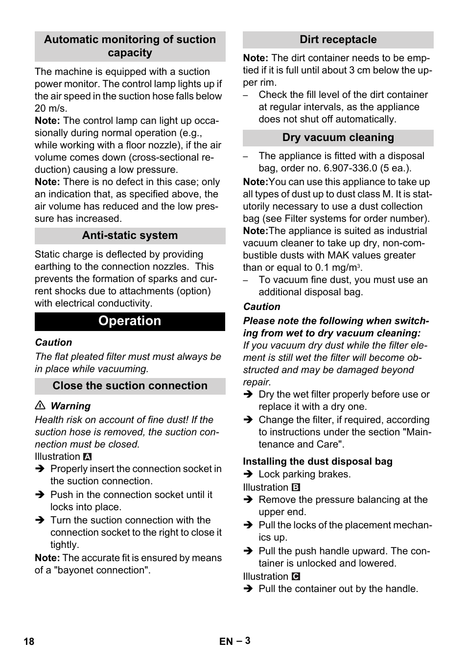 Operation | Karcher IVC 60-24-2 Tact M User Manual | Page 18 / 260