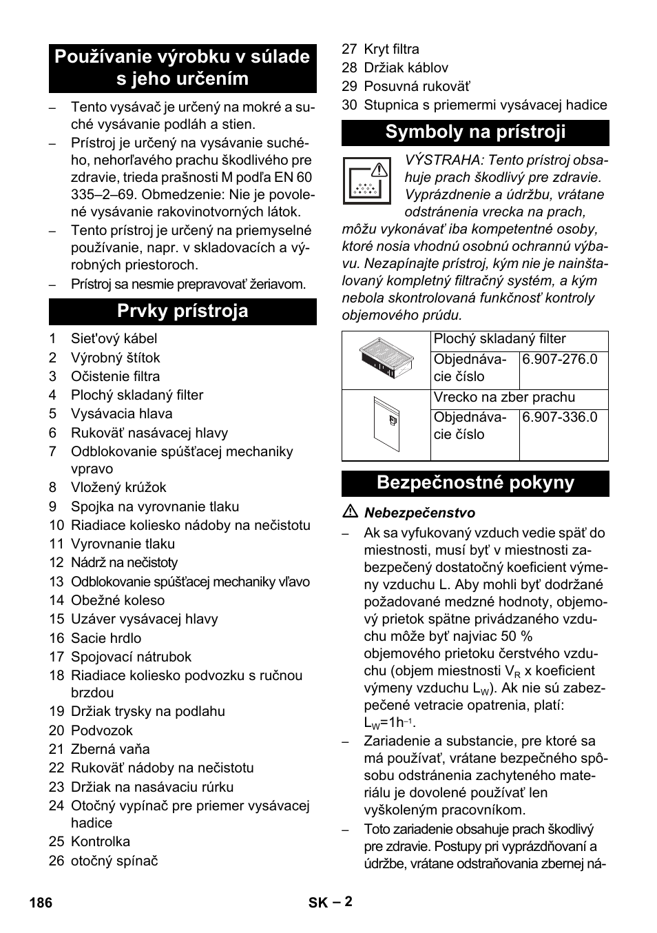 Bezpečnostné pokyny | Karcher IVC 60-24-2 Tact M User Manual | Page 186 / 260
