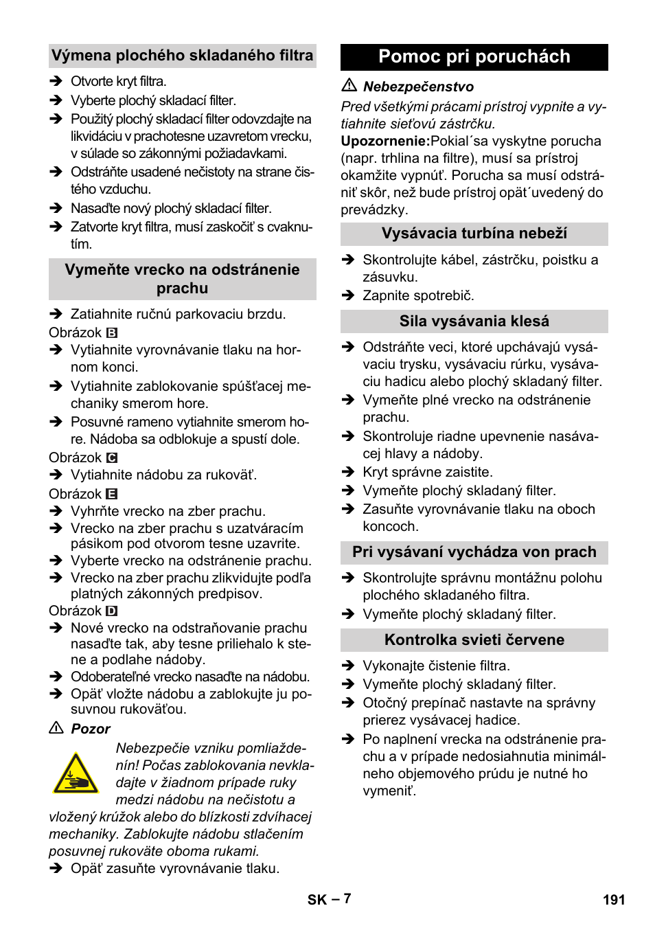 Pomoc pri poruchách | Karcher IVC 60-24-2 Tact M User Manual | Page 191 / 260