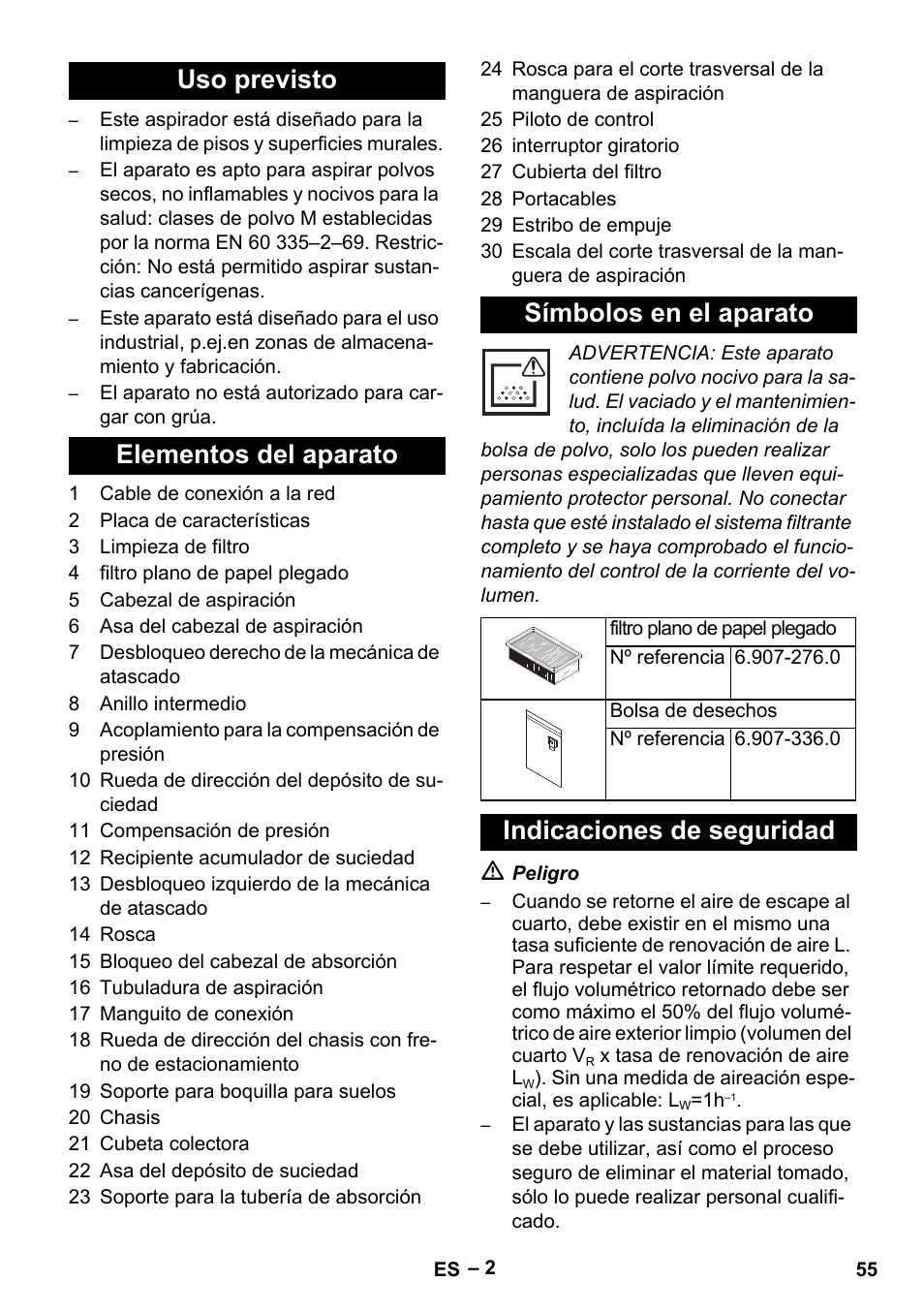 Indicaciones de seguridad | Karcher IVC 60-24-2 Tact M User Manual | Page 55 / 260