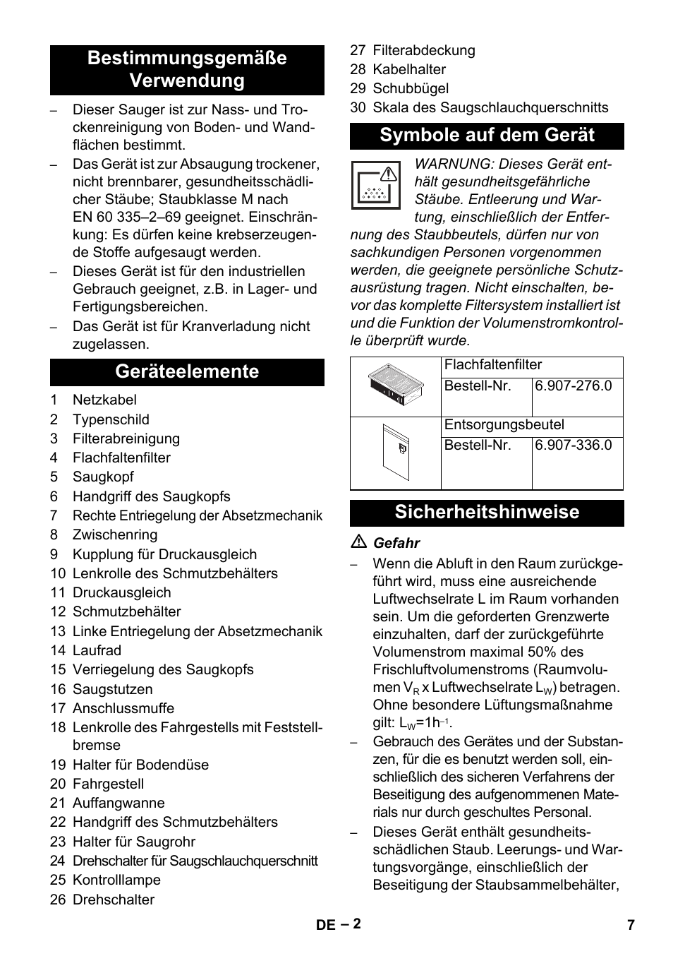 Sicherheitshinweise | Karcher IVC 60-24-2 Tact M User Manual | Page 7 / 260