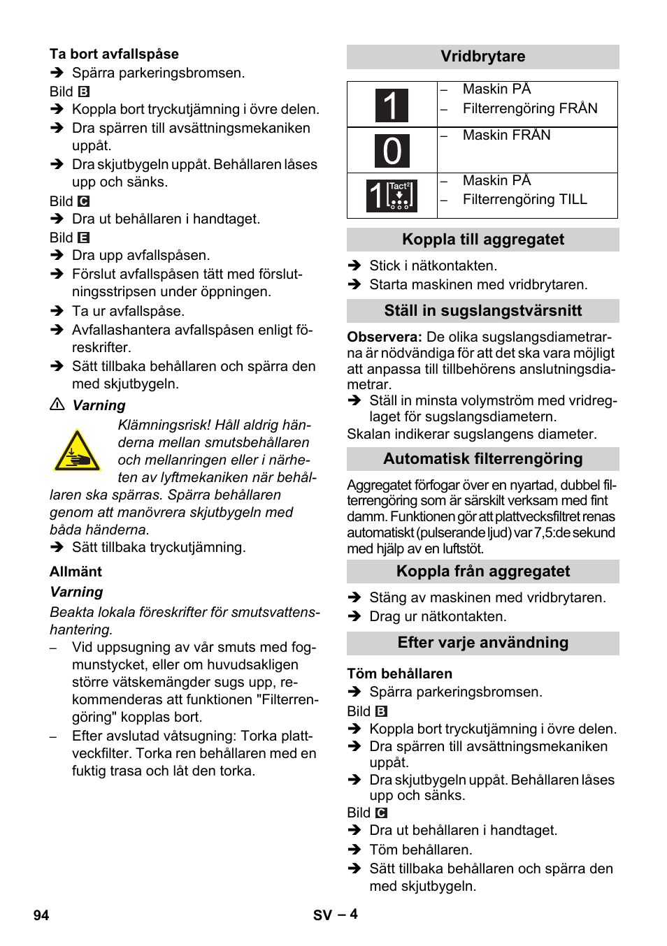 Karcher IVC 60-24-2 Tact M User Manual | Page 94 / 260