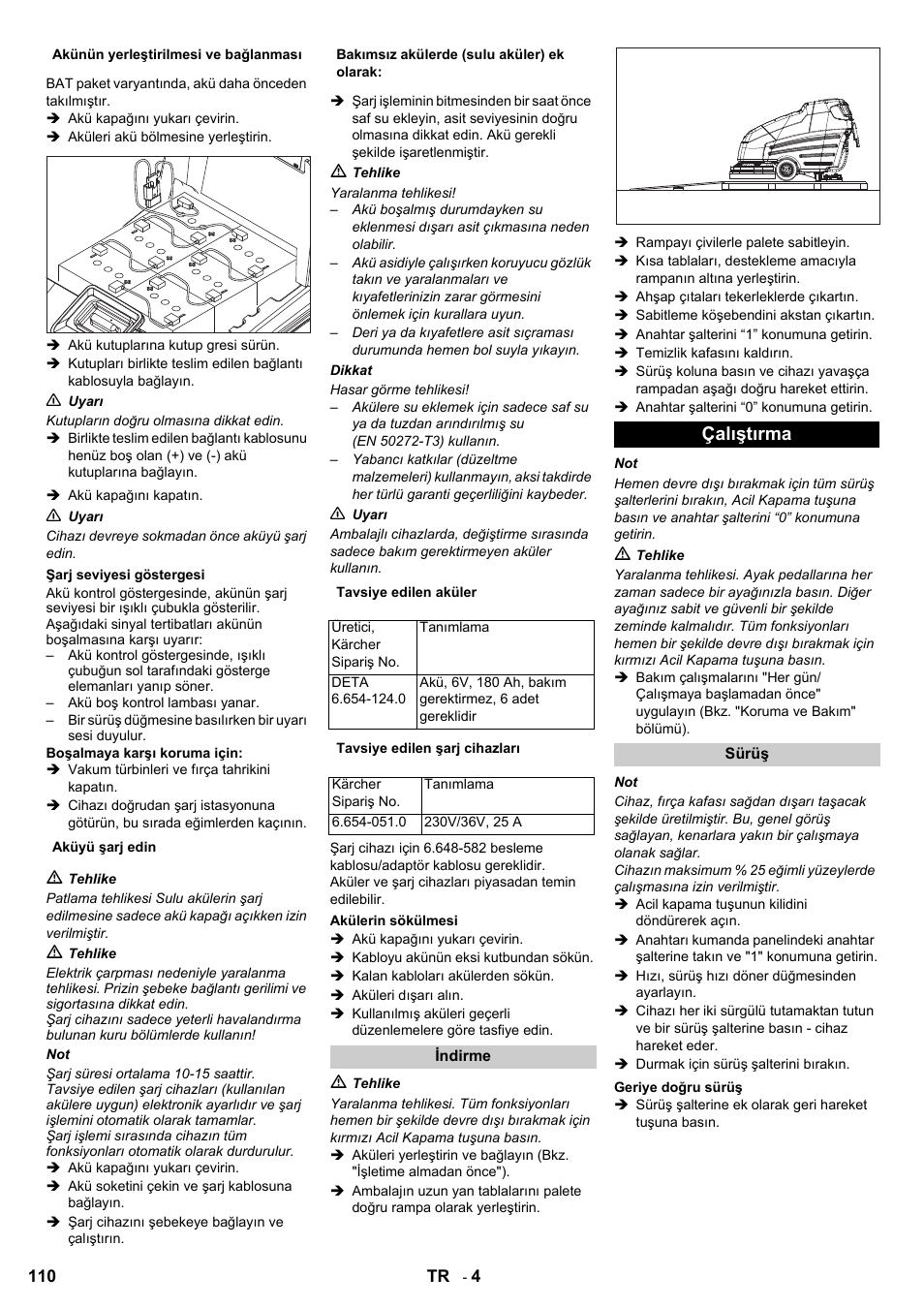 Çalıştırma | Karcher BD 80-120 W Bp Pack User Manual | Page 110 / 244