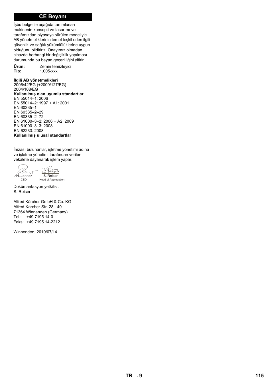 Ce beyanı | Karcher BD 80-120 W Bp Pack User Manual | Page 115 / 244