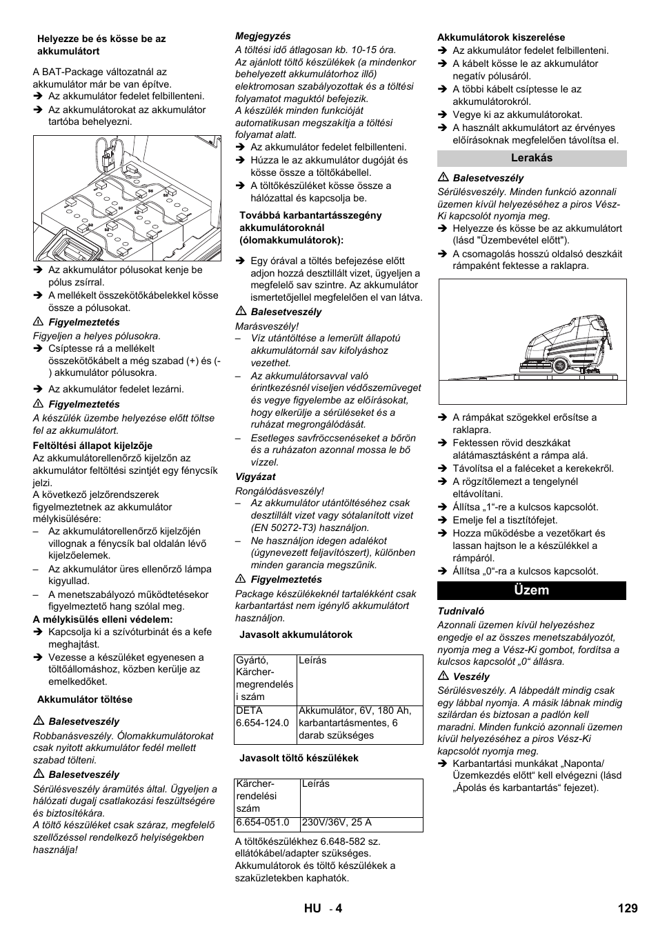 Üzem | Karcher BD 80-120 W Bp Pack User Manual | Page 129 / 244