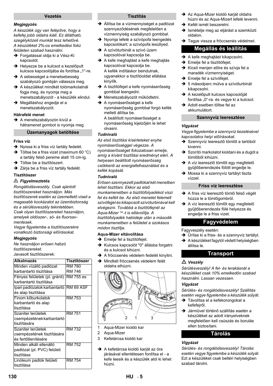 Megállás és leállítás, Fagyvédelem transport tárolás | Karcher BD 80-120 W Bp Pack User Manual | Page 130 / 244