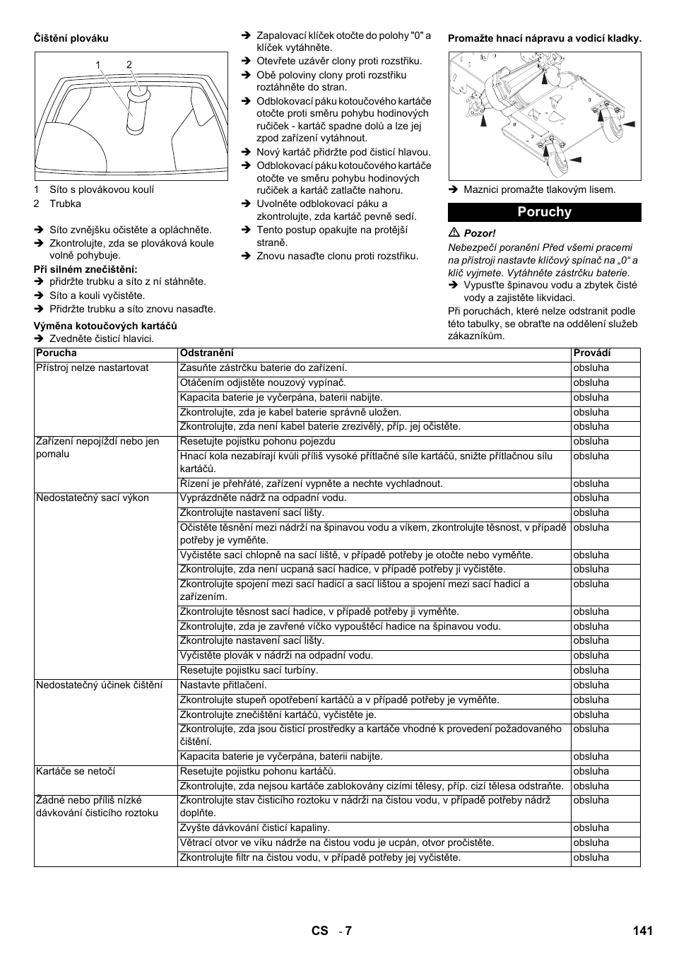 Poruchy | Karcher BD 80-120 W Bp Pack User Manual | Page 141 / 244