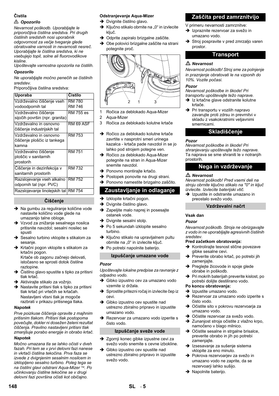 Zaustavljanje in odlaganje | Karcher BD 80-120 W Bp Pack User Manual | Page 148 / 244