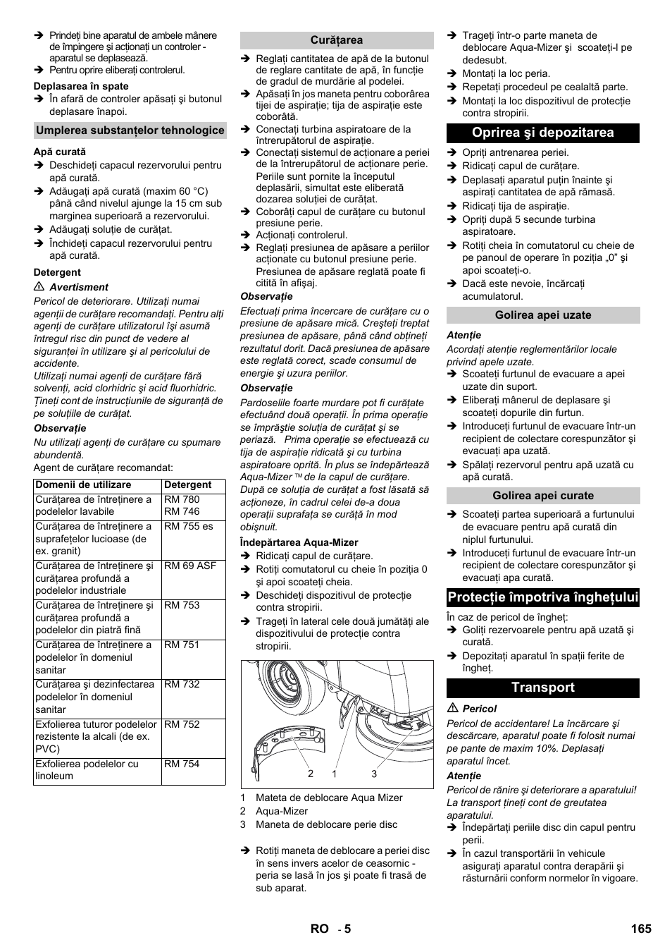 Oprirea şi depozitarea, Protecţie împotriva îngheţului transport | Karcher BD 80-120 W Bp Pack User Manual | Page 165 / 244