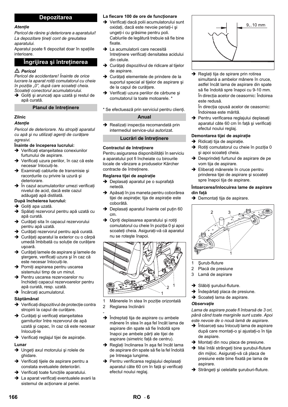 Depozitarea îngrijirea şi întreţinerea | Karcher BD 80-120 W Bp Pack User Manual | Page 166 / 244