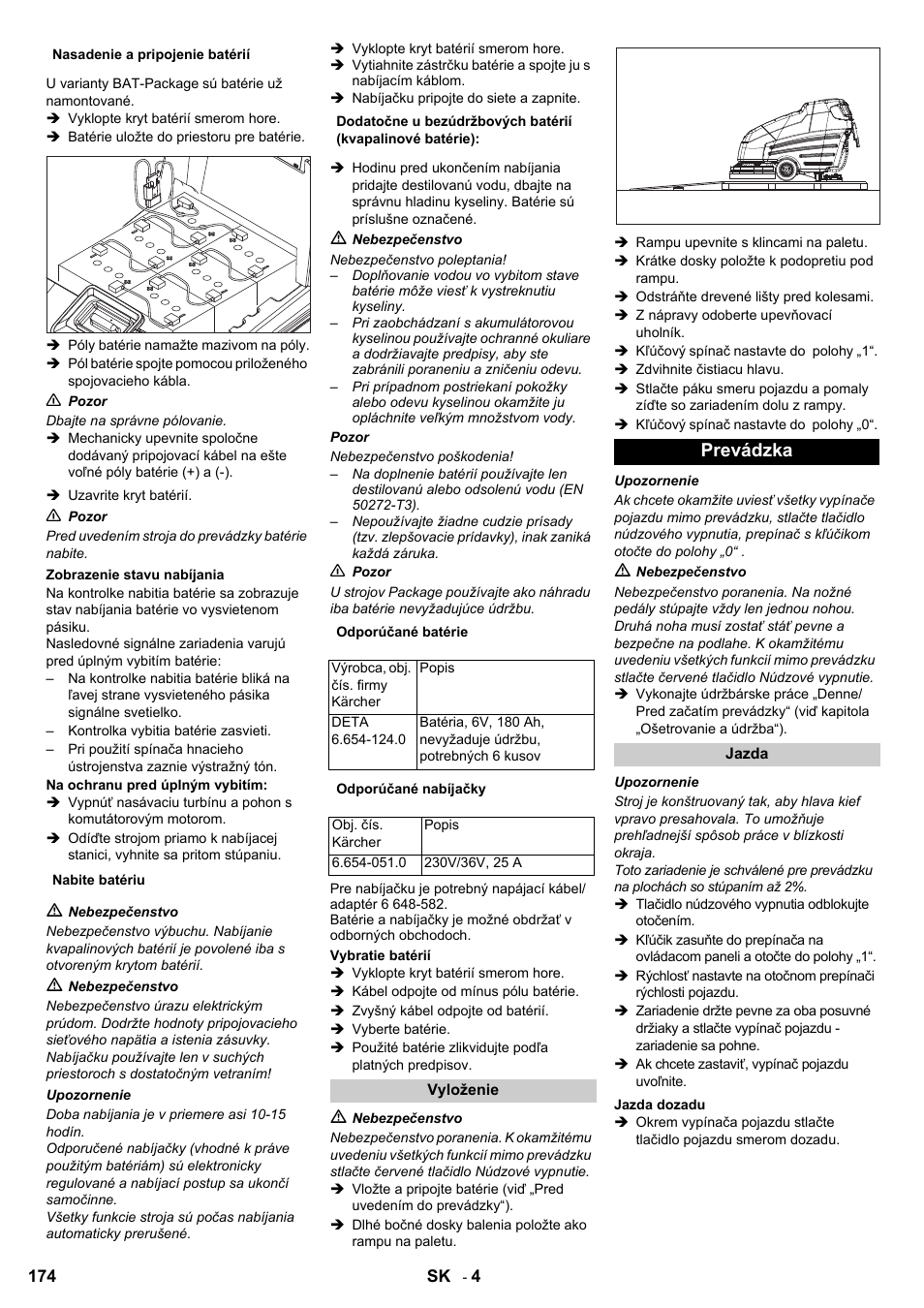 Prevádzka | Karcher BD 80-120 W Bp Pack User Manual | Page 174 / 244