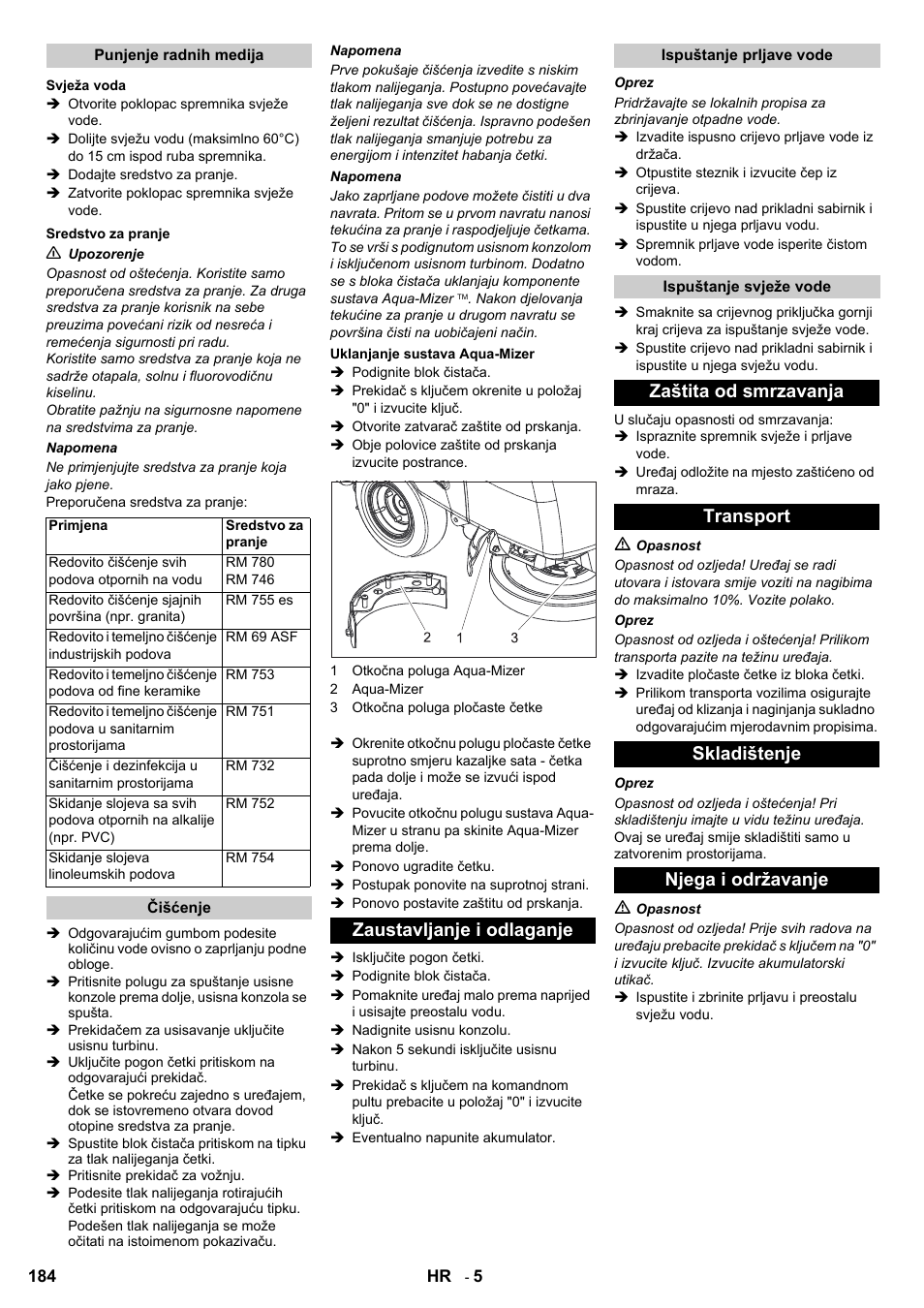 Zaustavljanje i odlaganje | Karcher BD 80-120 W Bp Pack User Manual | Page 184 / 244