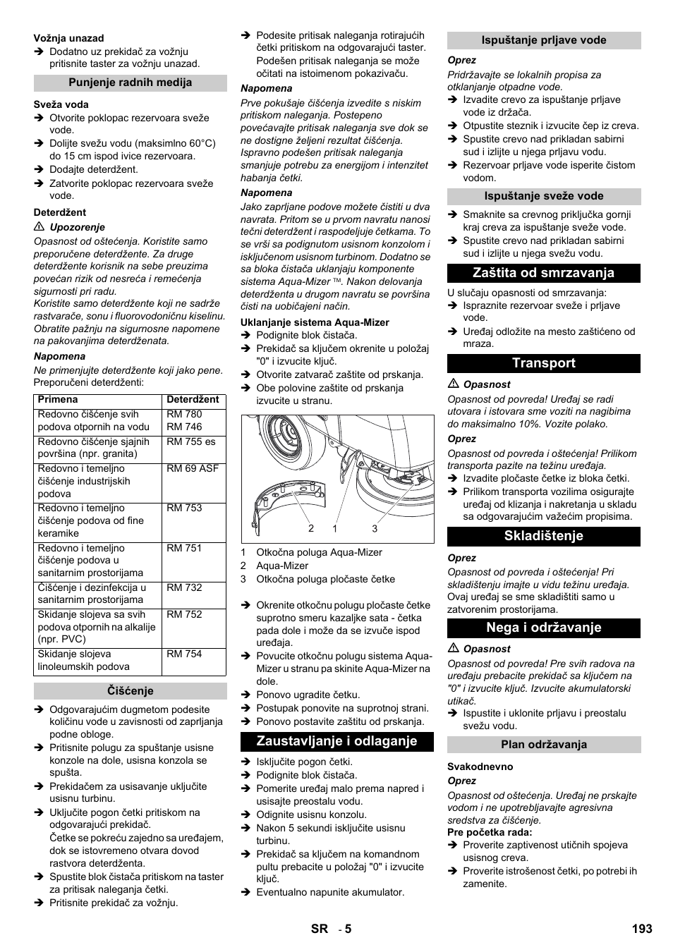 Zaustavljanje i odlaganje | Karcher BD 80-120 W Bp Pack User Manual | Page 193 / 244