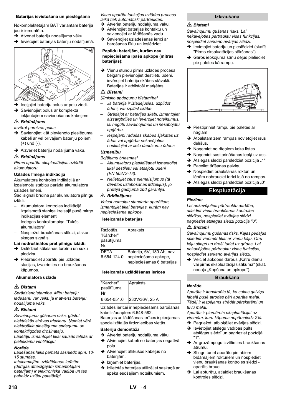 Ekspluatācija | Karcher BD 80-120 W Bp Pack User Manual | Page 218 / 244