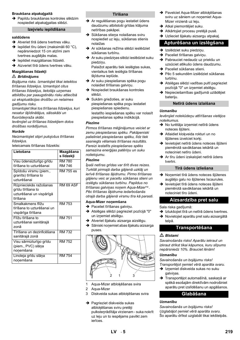 Apturēšana un izslēgšana, Aizsardzība pret salu transportēšana glabāšana | Karcher BD 80-120 W Bp Pack User Manual | Page 219 / 244