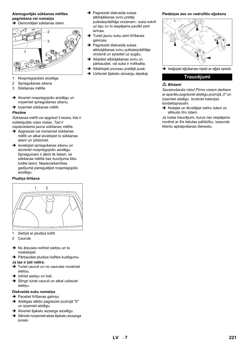 Traucējumi | Karcher BD 80-120 W Bp Pack User Manual | Page 221 / 244