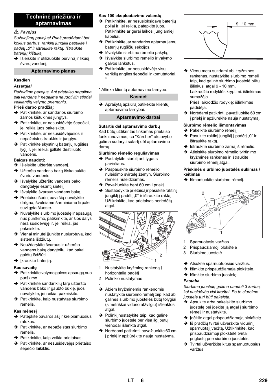 Techninė priežiūra ir aptarnavimas | Karcher BD 80-120 W Bp Pack User Manual | Page 229 / 244