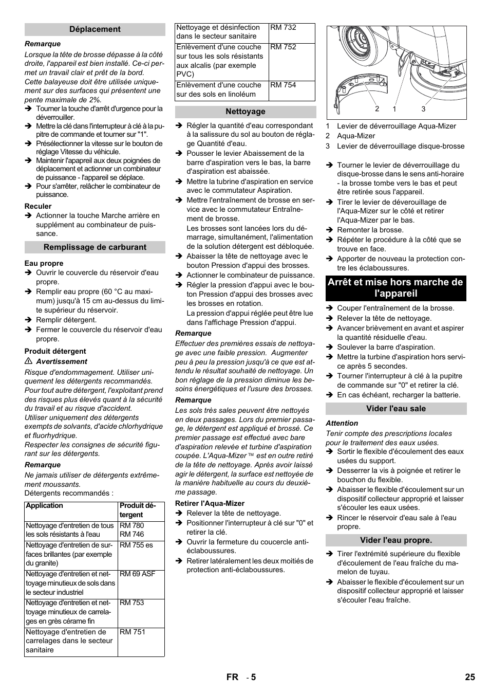 Arrêt et mise hors marche de l'appareil | Karcher BD 80-120 W Bp Pack User Manual | Page 25 / 244