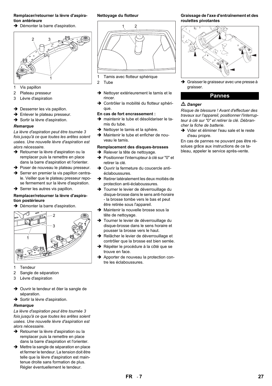 Pannes | Karcher BD 80-120 W Bp Pack User Manual | Page 27 / 244