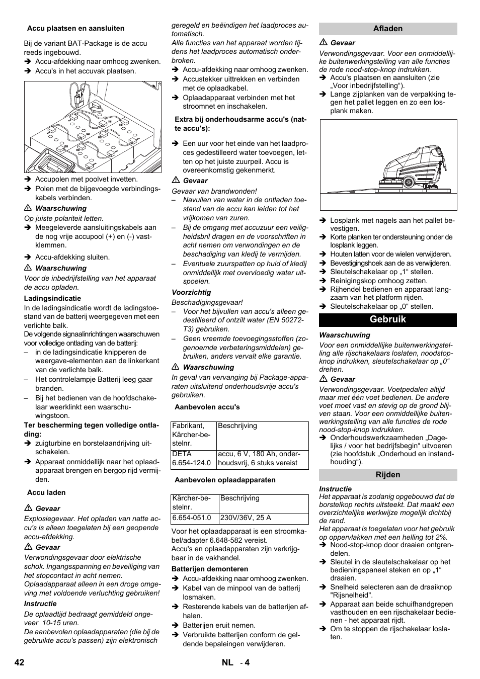 Gebruik | Karcher BD 80-120 W Bp Pack User Manual | Page 42 / 244