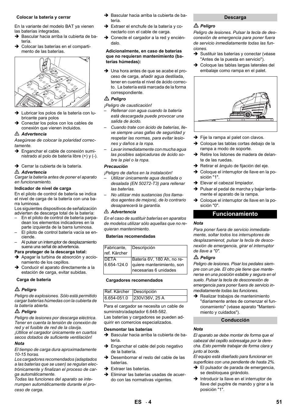 Funcionamiento | Karcher BD 80-120 W Bp Pack User Manual | Page 51 / 244