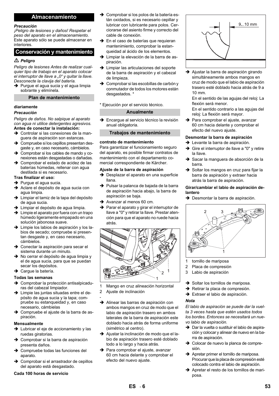 Almacenamiento conservación y mantenimiento | Karcher BD 80-120 W Bp Pack User Manual | Page 53 / 244