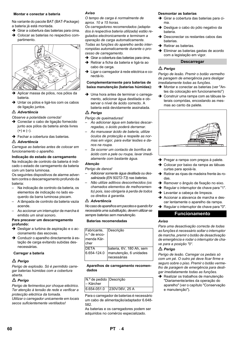 Funcionamento | Karcher BD 80-120 W Bp Pack User Manual | Page 60 / 244