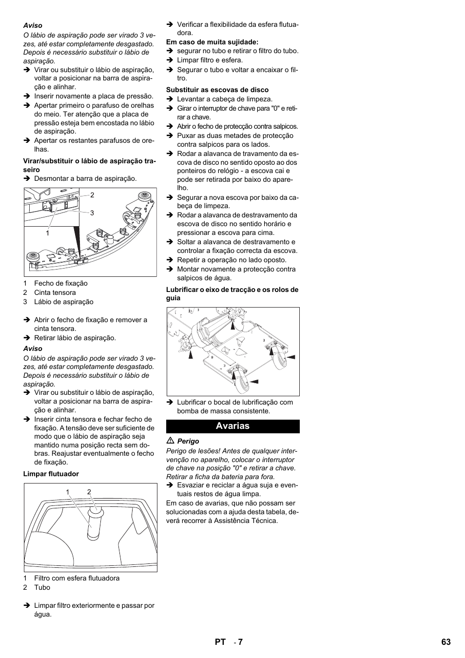 Avarias | Karcher BD 80-120 W Bp Pack User Manual | Page 63 / 244