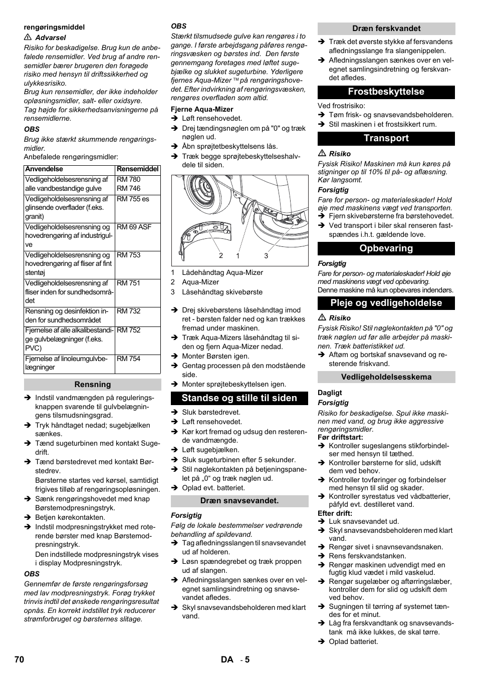 Standse og stille til siden | Karcher BD 80-120 W Bp Pack User Manual | Page 70 / 244