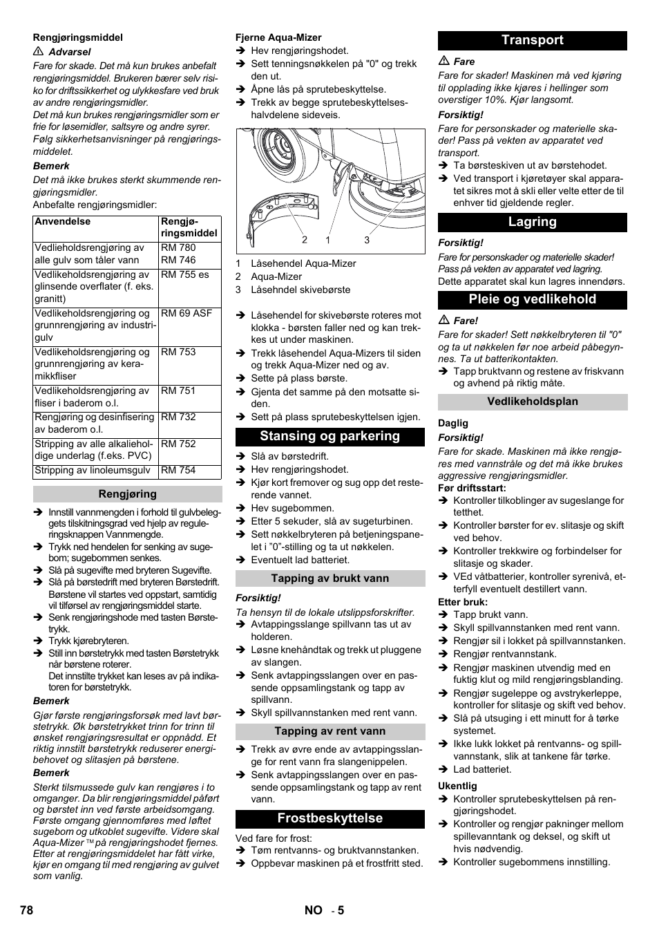 Stansing og parkering | Karcher BD 80-120 W Bp Pack User Manual | Page 78 / 244