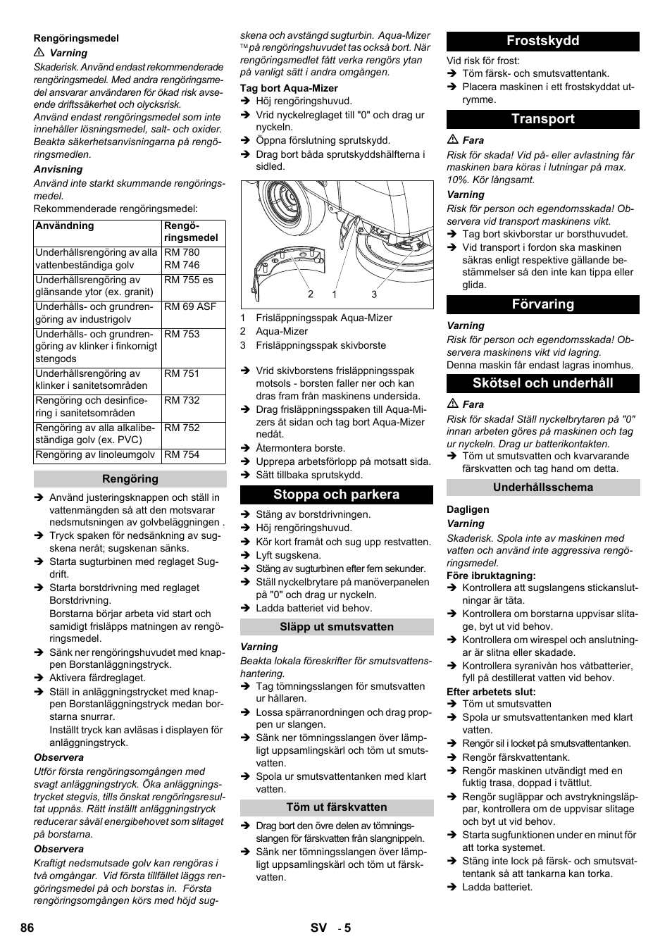 Stoppa och parkera | Karcher BD 80-120 W Bp Pack User Manual | Page 86 / 244