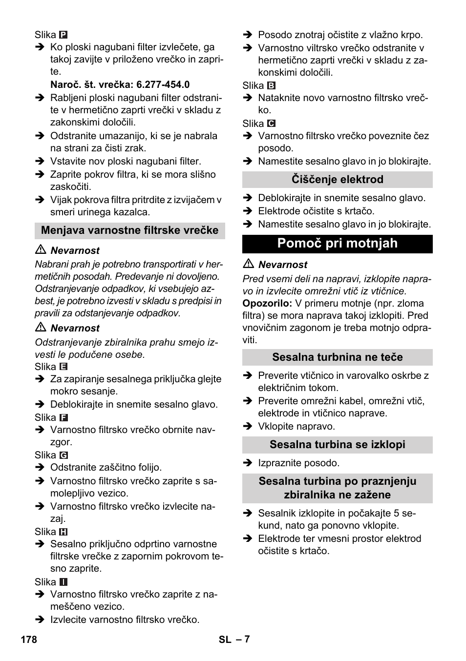 Pomoč pri motnjah | Karcher NT 35-1 Tact Te H User Manual | Page 178 / 292