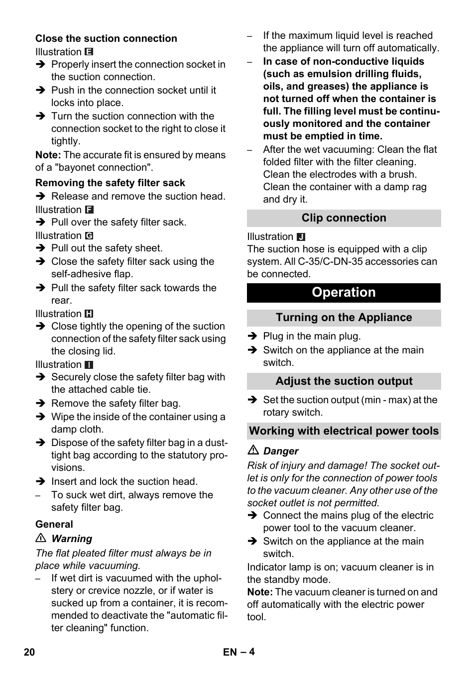 Operation | Karcher NT 35-1 Tact Te H User Manual | Page 20 / 292