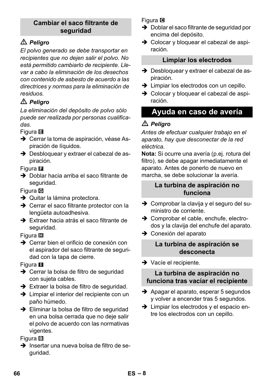 Ayuda en caso de avería | Karcher NT 35-1 Tact Te H User Manual | Page 66 / 292