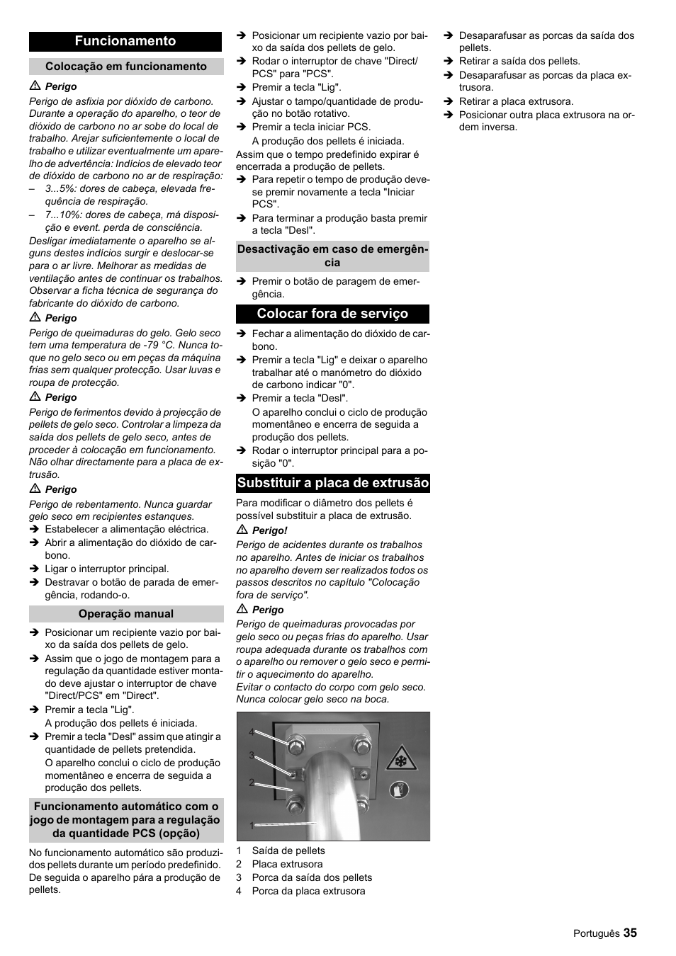 Funcionamento | Karcher IP 55 User Manual | Page 35 / 117