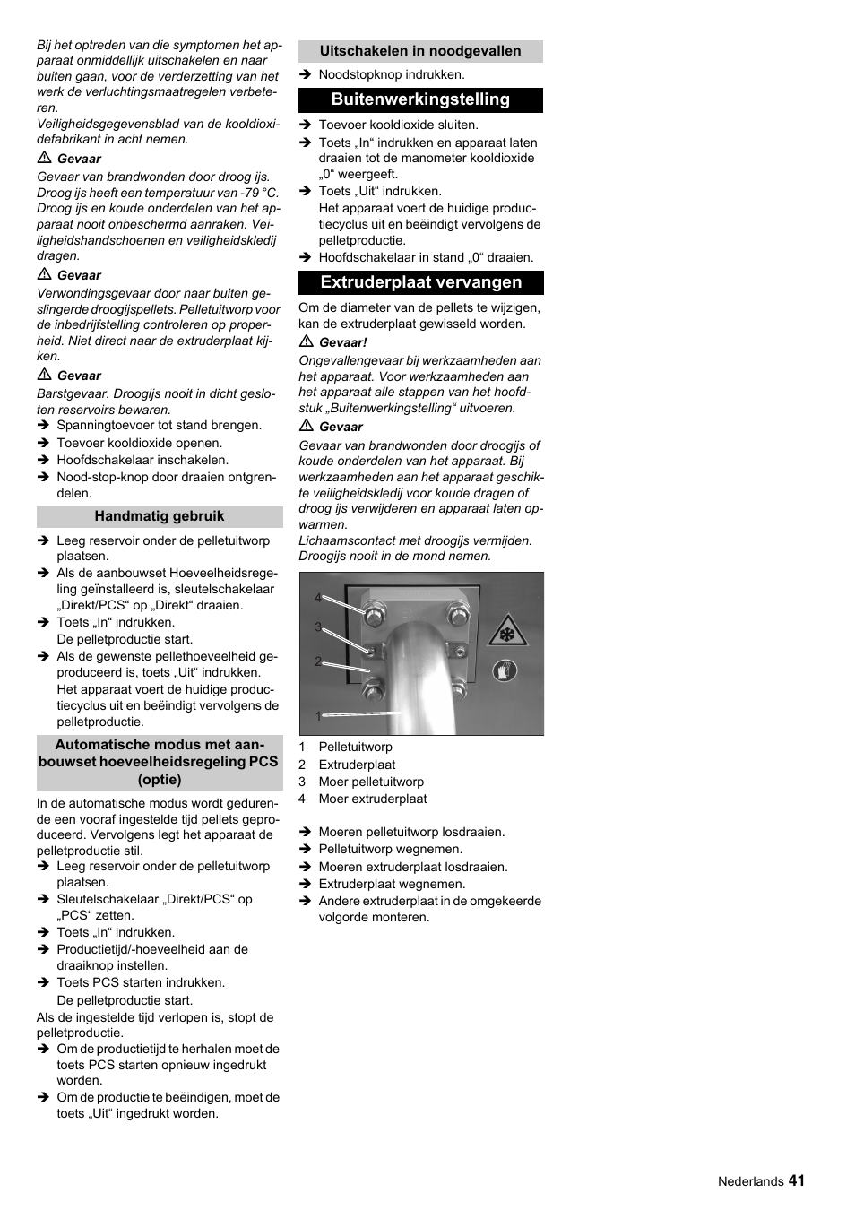Buitenwerkingstelling extruderplaat vervangen | Karcher IP 55 User Manual | Page 41 / 117