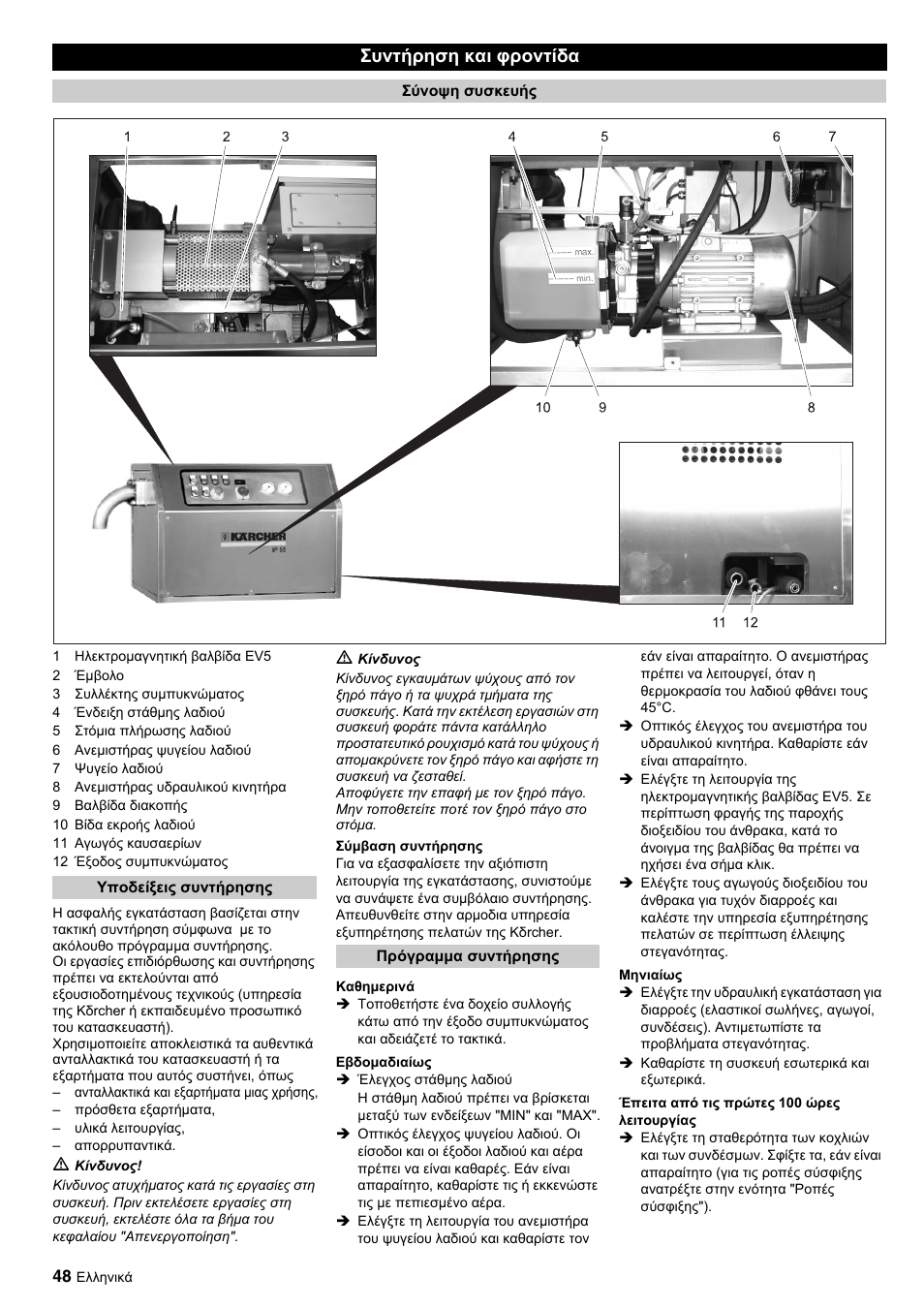 Συντήρηση και φροντίδα | Karcher IP 55 User Manual | Page 48 / 117
