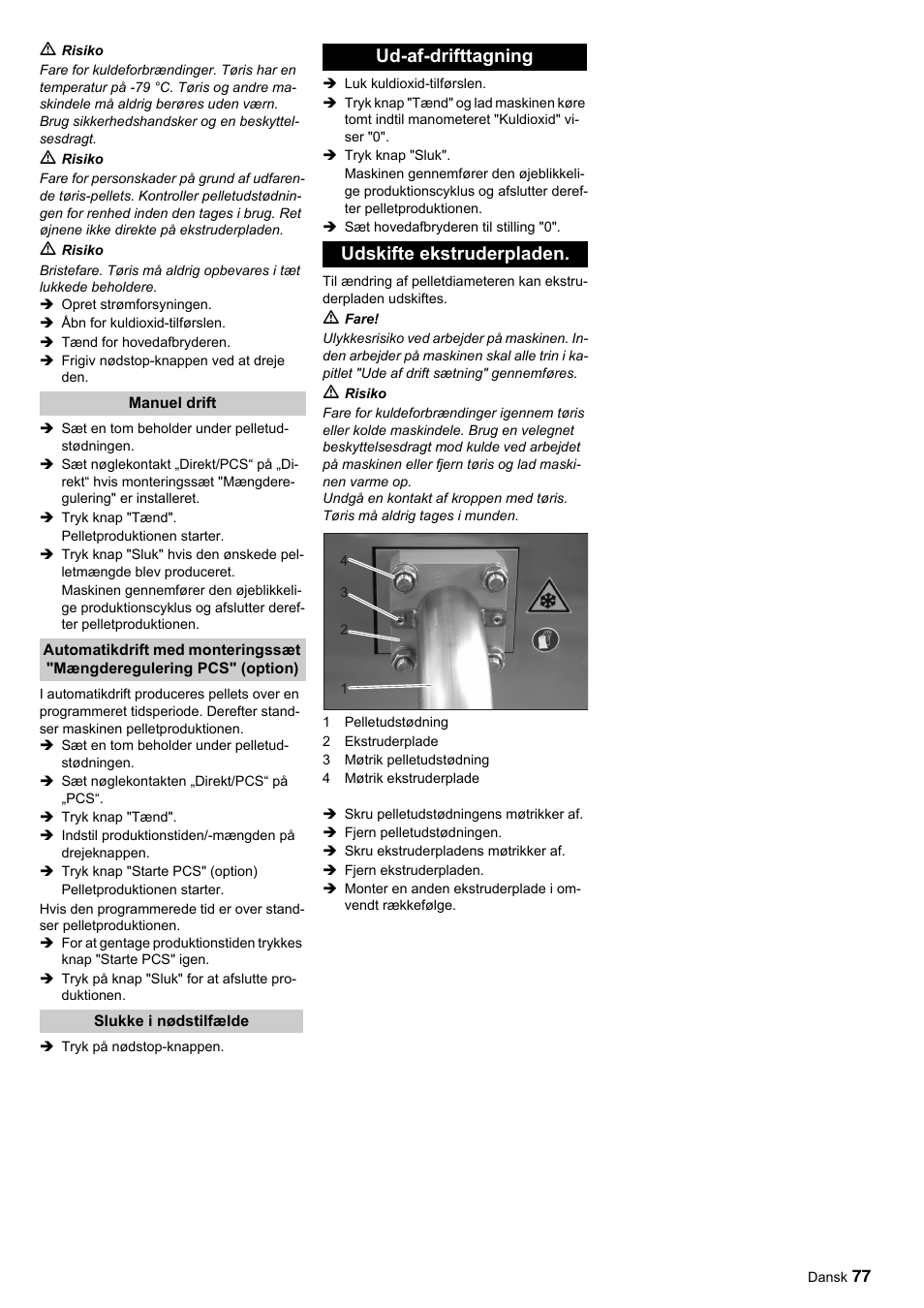 Ud-af-drifttagning udskifte ekstruderpladen | Karcher IP 55 User Manual | Page 77 / 117