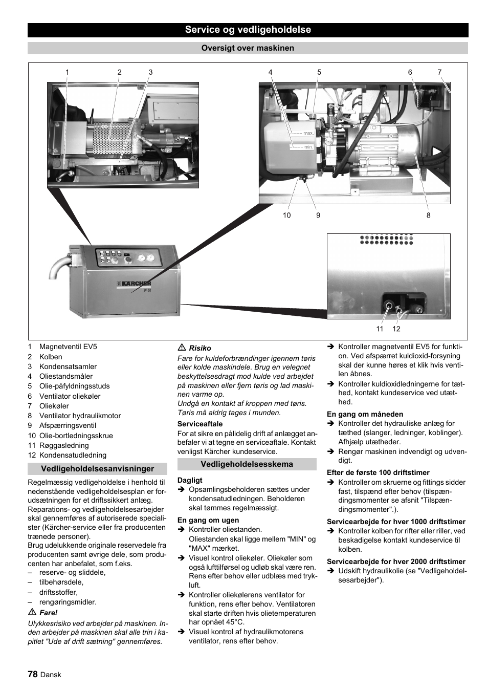 Service og vedligeholdelse | Karcher IP 55 User Manual | Page 78 / 117