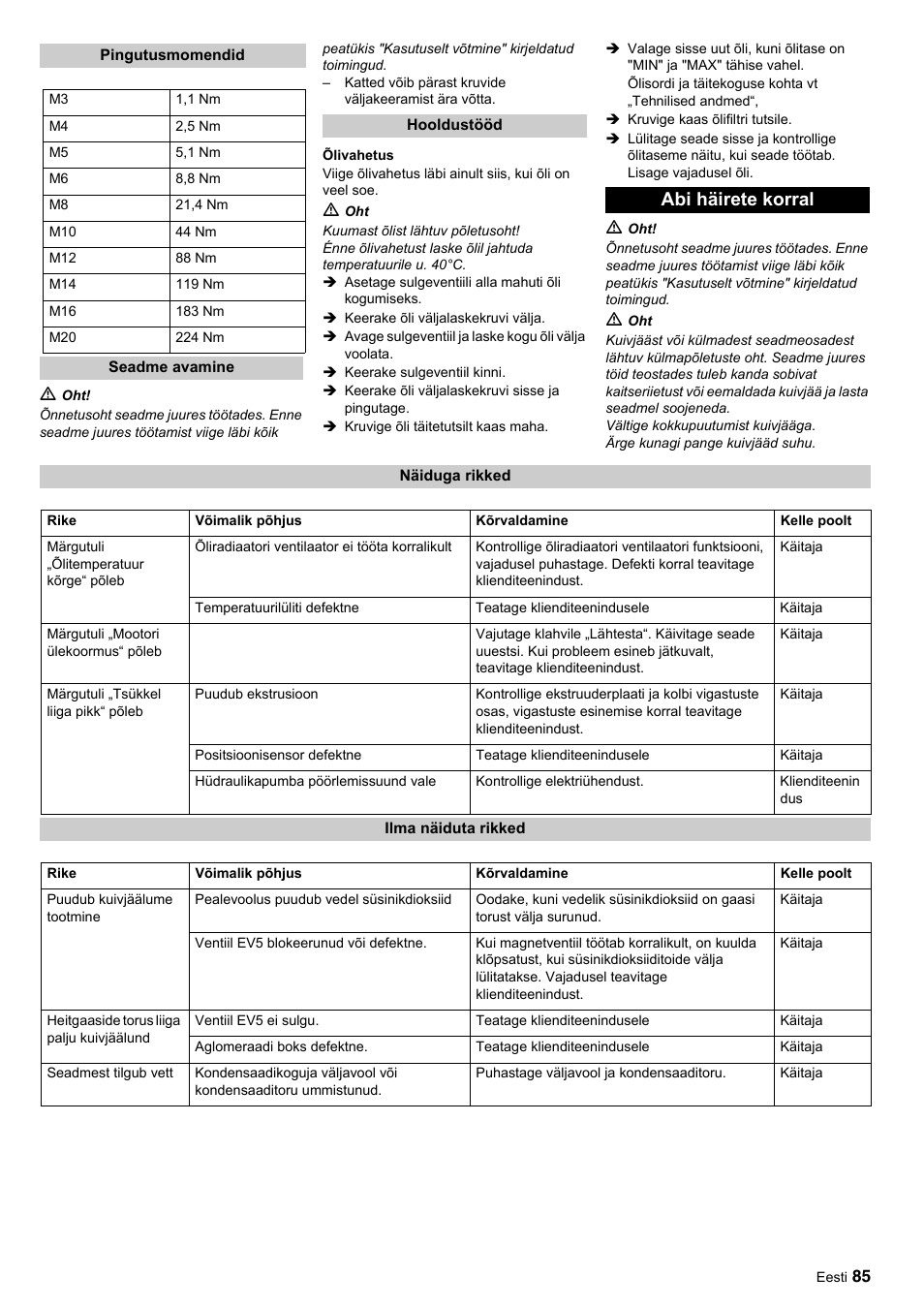 Abi häirete korral | Karcher IP 55 User Manual | Page 85 / 117