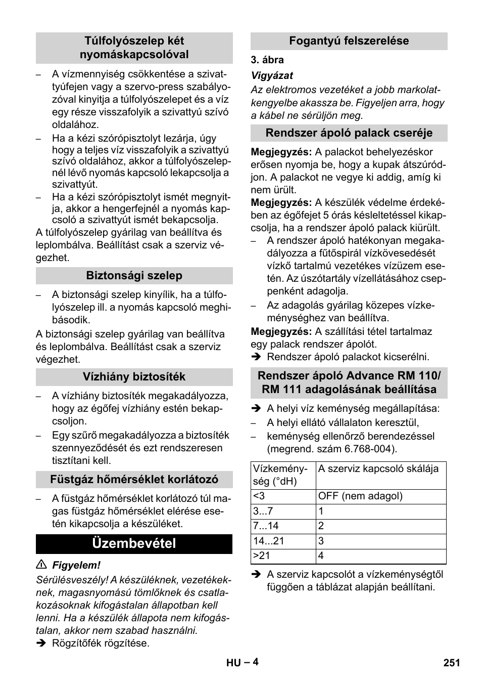 Túlfolyószelep két nyomáskapcsolóval, Biztonsági szelep, Vízhiány biztosíték | Füstgáz hőmérséklet korlátozó, Üzembevétel, Fogantyú felszerelése, Rendszer ápoló palack cseréje | Karcher HDS 13-20-4 SX User Manual | Page 251 / 472